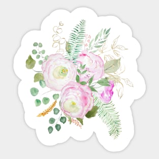 pink eustoma flowers watercolor Sticker